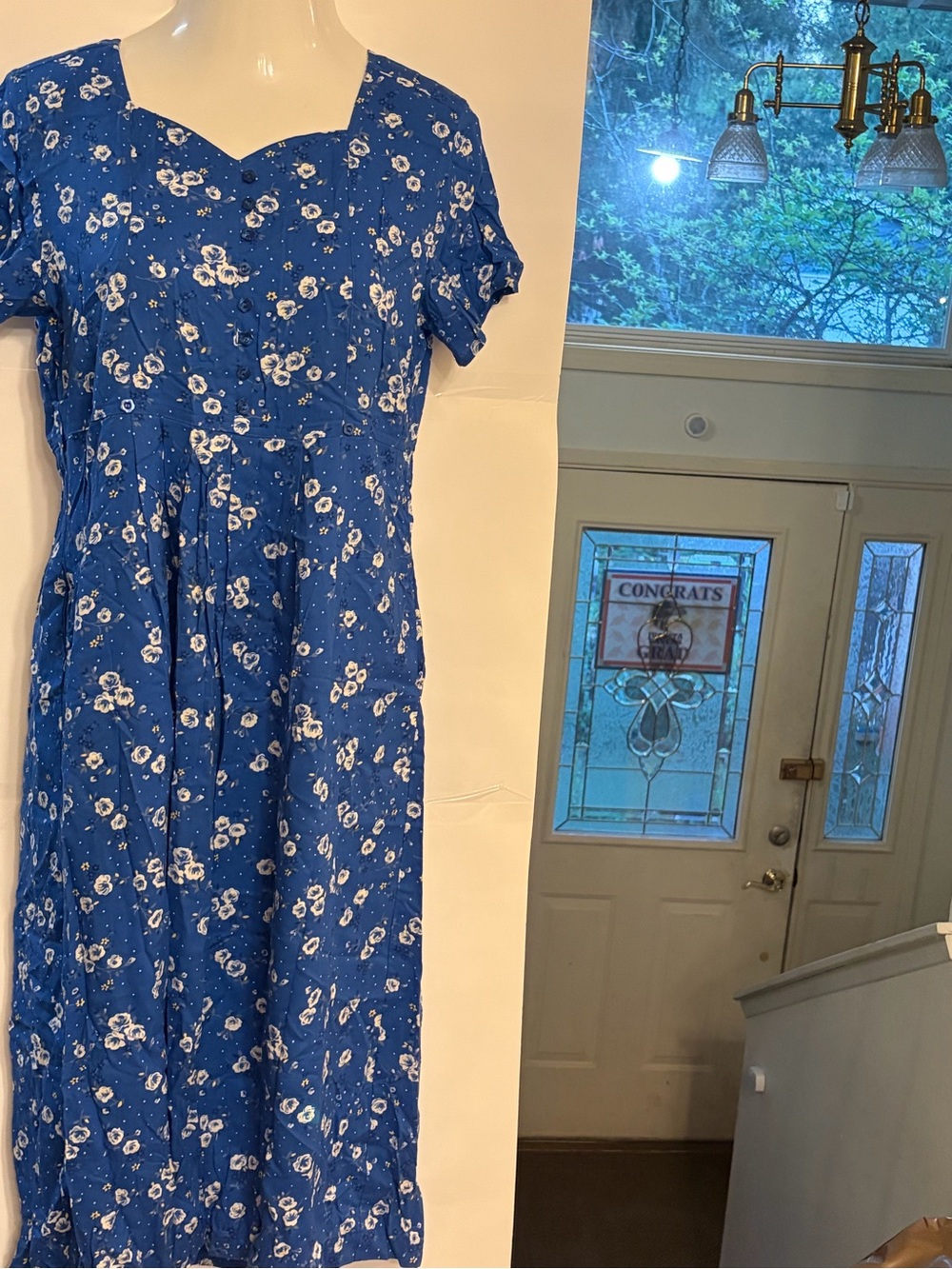 Erika Blue Floral Petite Dress